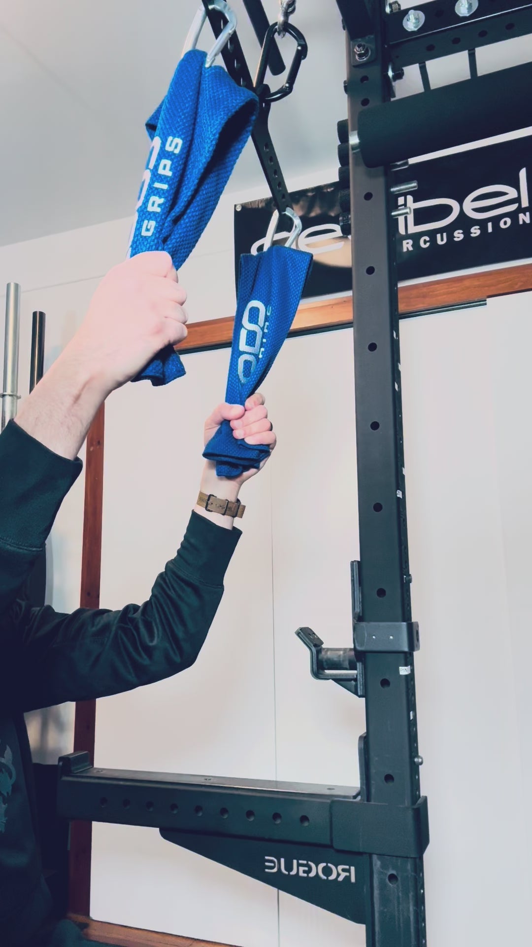 Kodo Gi Grip Cable Attachment exercise example for martial arts and home gym.