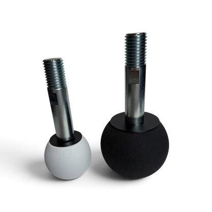 black and white sphere indoor rock climbing hold rack attachments