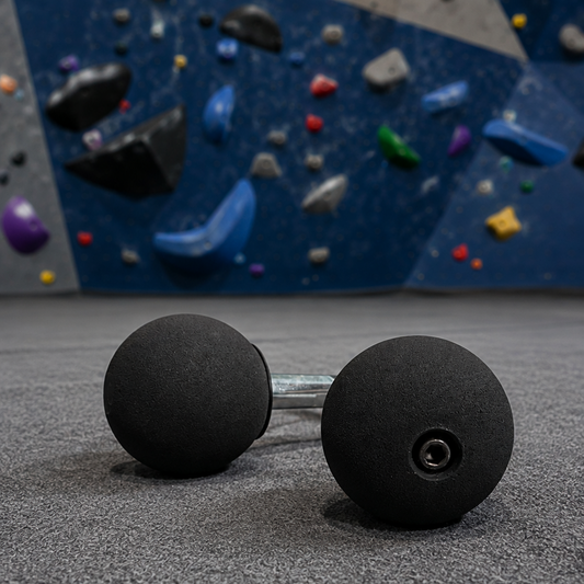 black indoor rock climbing hold rack attachments